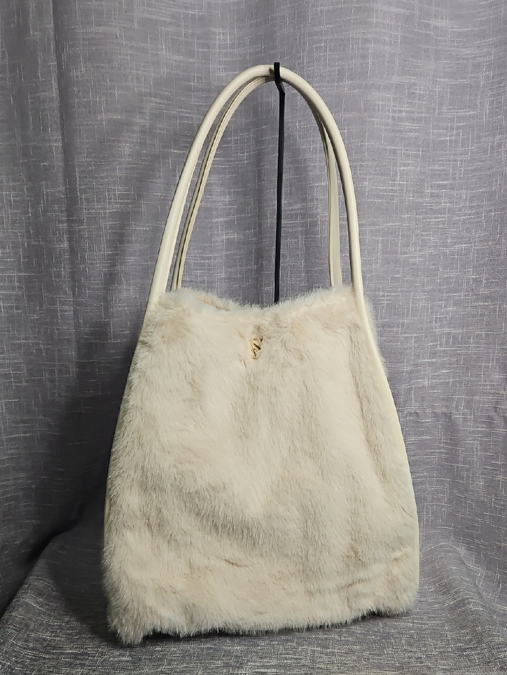 Victoria's Secret Cream Faux Fur Shoulder Tote